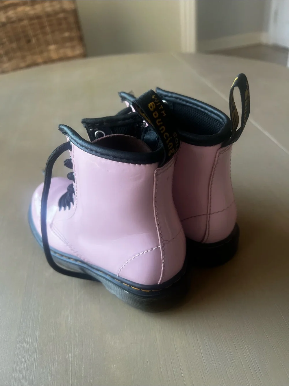 Pink Dr.Martens Lace-Up Combat Boots